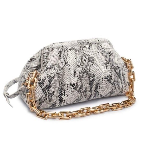 CASSIE SNAKESKIN PATTERN CLUTCH BAG - Picture 8 of 8